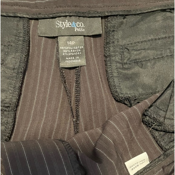 Style & CO. Black with white and gray Pin Strip Dress Pants. Size 14P. - Picture 4 of 7